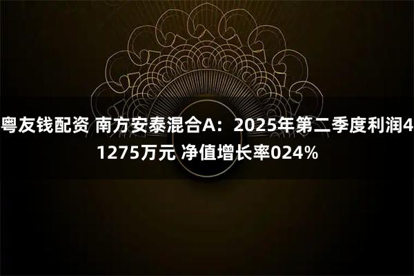 粤友钱配资 南方安泰混合A:2025年第二季度利润41275万元 净值增长率024%